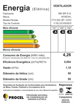 MONDIAL Ventilador Coluna Super Turbo 8 Pás - 50cm, 110V, Preto/Prata — imagem 3