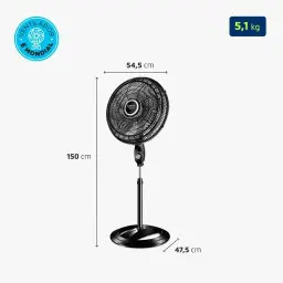 MONDIAL Ventilador Coluna Super Turbo 8 Pás - 50cm, 110V, Preto/Prata — imagem 2