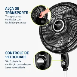 MONDIAL Ventilador Coluna Super Turbo 8 Pás - 50cm, 110V, Preto/Prata — imagem 8