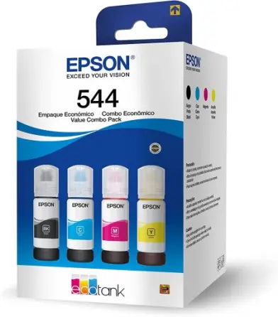 Kit de Garrafas de Tinta Original Epson EcoTank T544 - Magenta, Amarelo, Ciano