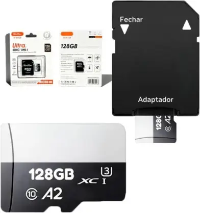 Cartão de Memória 128GB Original com Adaptador Micro Full HD - Velocidade