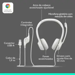Headset com fio USB Logitech H390 com Almofadas Confortáveis — imagem 6