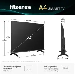 Hisense Smart TV HD 32" Polegadas 32A4NV com HDR10, DTS Virtual X — imagem 3
