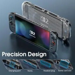 HEYSTOP Capa para Switch 2 Case Acoplável Capa Protetora de TPU Xadrez — imagem 3