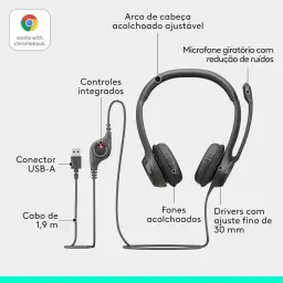 Headset com fio USB Logitech H390 com Almofadas Confortáveis — imagem 8
