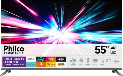 Smart TV 55" Philco 4K UHD LED Roku TV