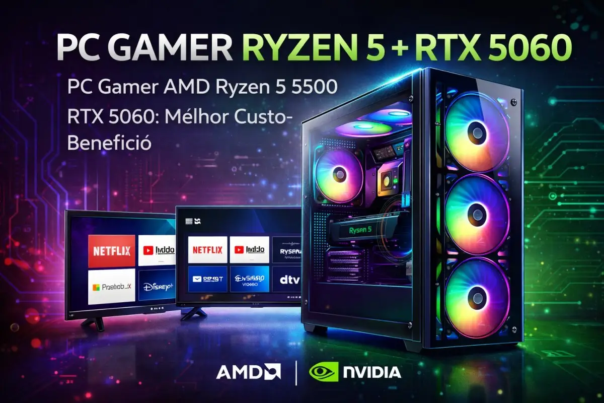 PC Gamer AMD Ryzen 5 5500 RTX 5060 (Julho 2026): Custo-Benefício Imbatível