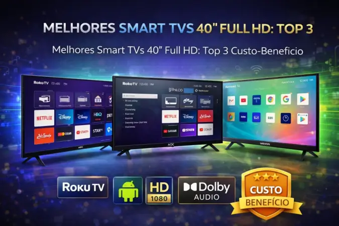 Melhores Smart TVs 40" Full HD: Top 3 Custo-Benefício