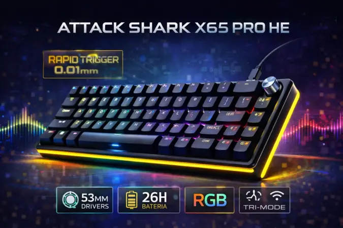 Attack Shark X65 Pro HE: Teclado sem fio para jogos com Rapid Trigger