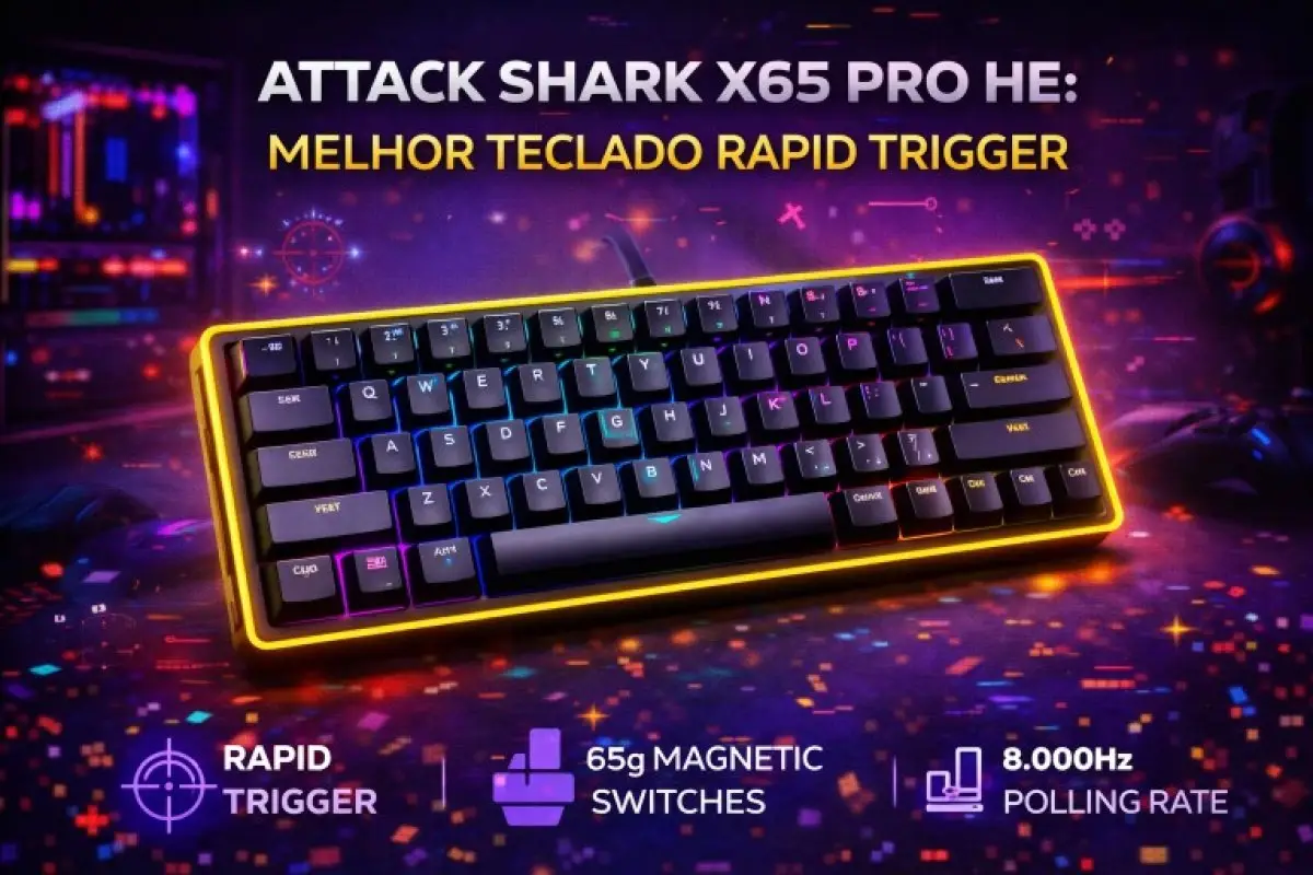 Attack Shark X65 Pro HE: Teclado gamer Rapid Trigger para jogos competitivos