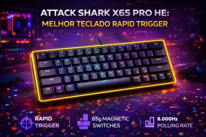 Attack Shark X65 Pro HE: Teclado gamer Rapid Trigger para jogos competitivos